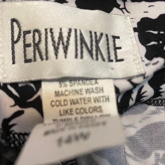 Periwinkle Black/White pleated front and back dress, size 14W - Picture 5 of 5